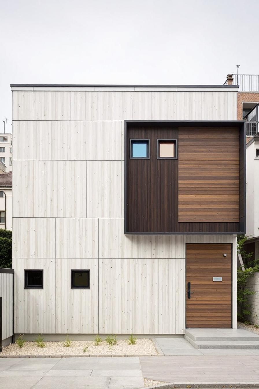 Modern house facade with contrasting cladding