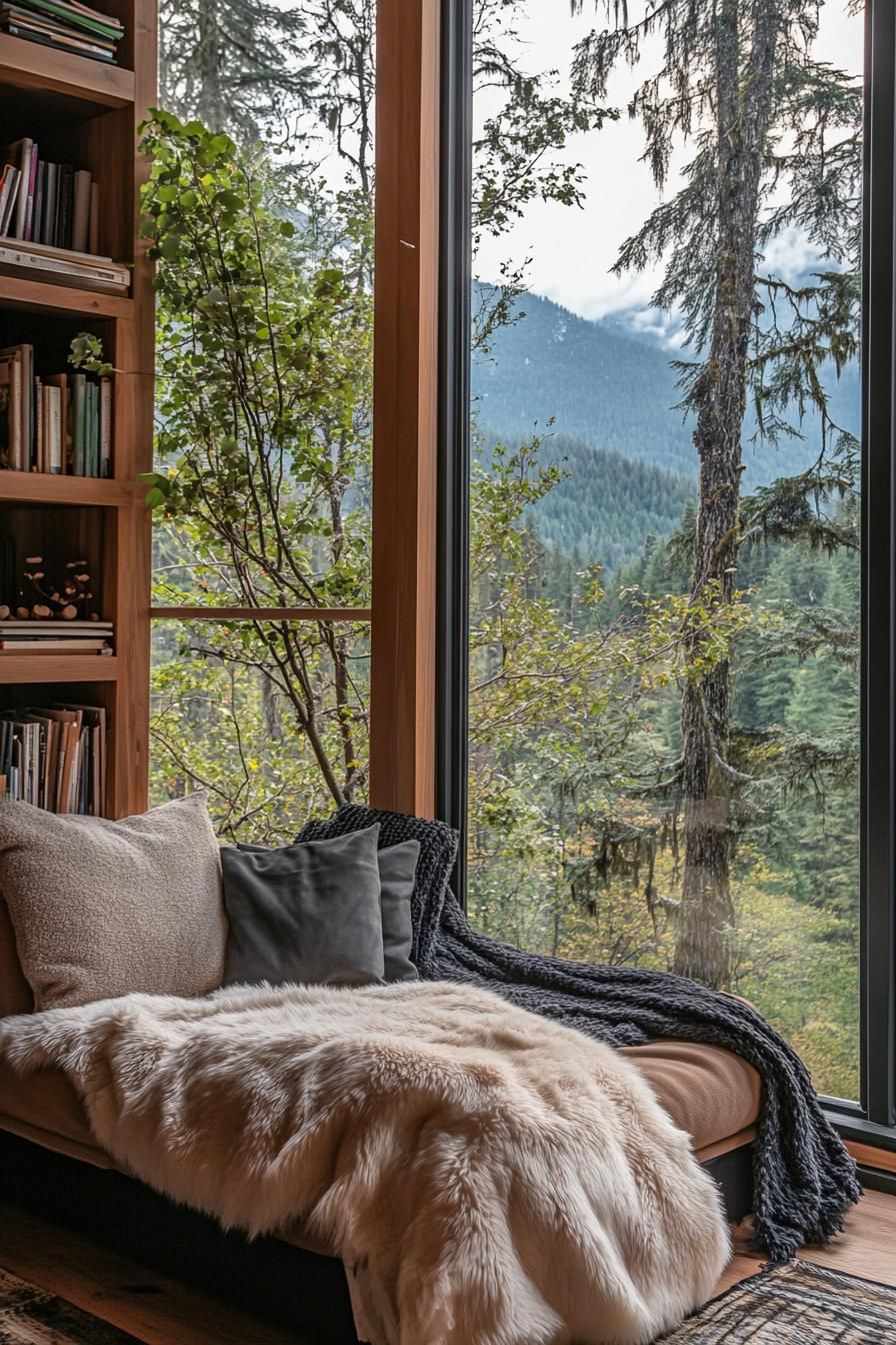 Cozy corner with a view of the forest and mountains