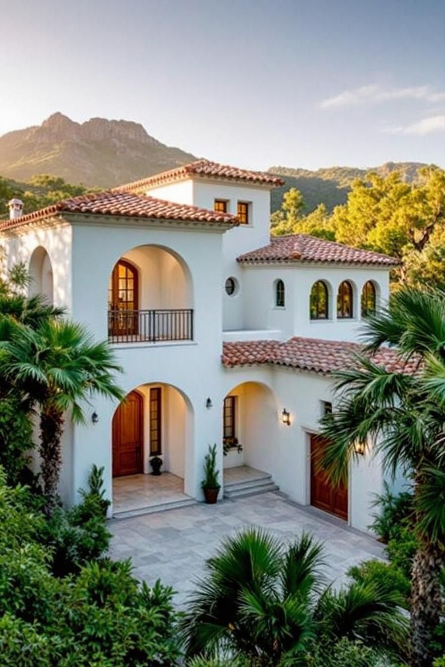 Stunning Mexican house with arches and mountain backdrop