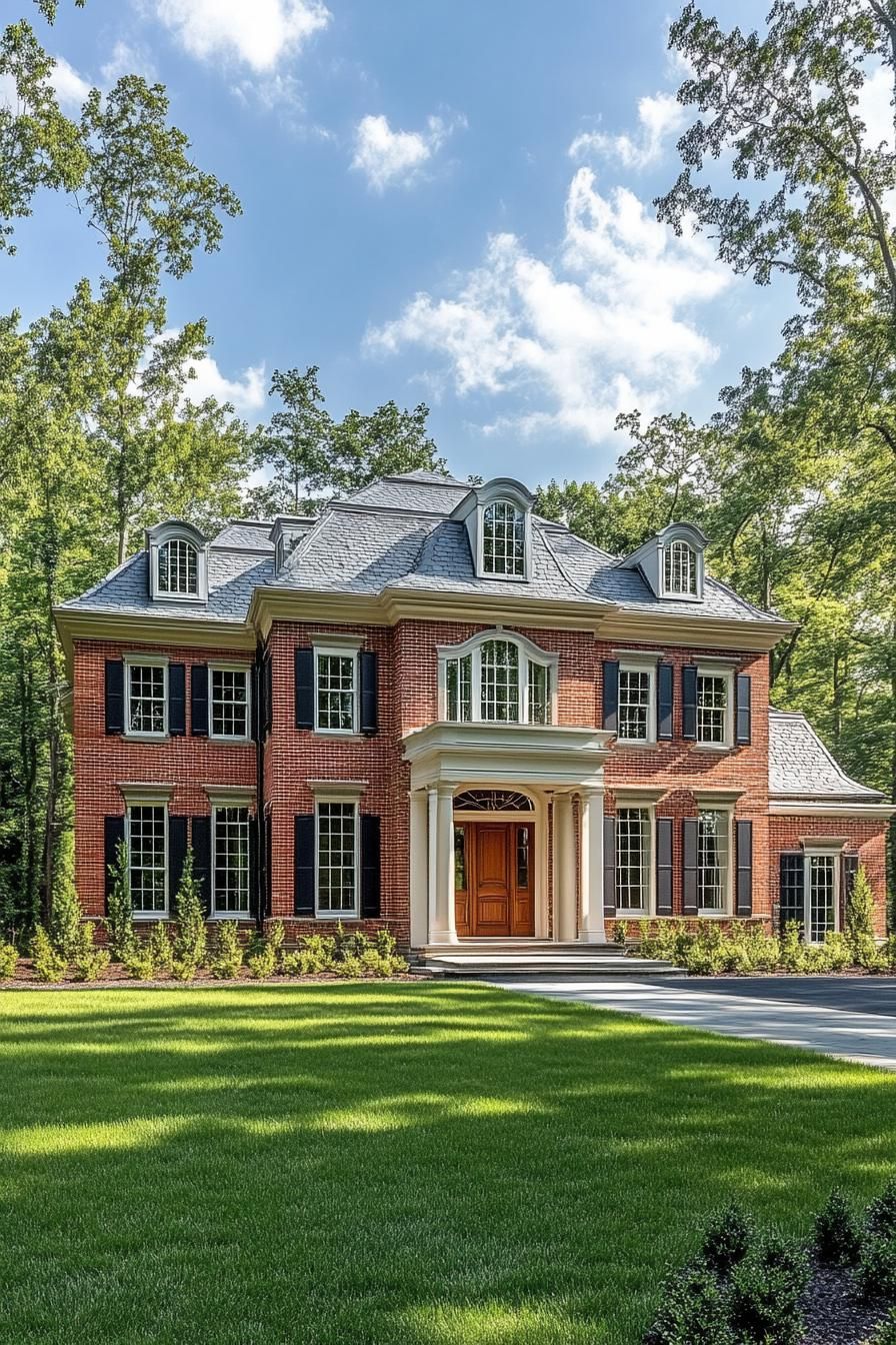 Red-brick Georgian house with symmetrical charm