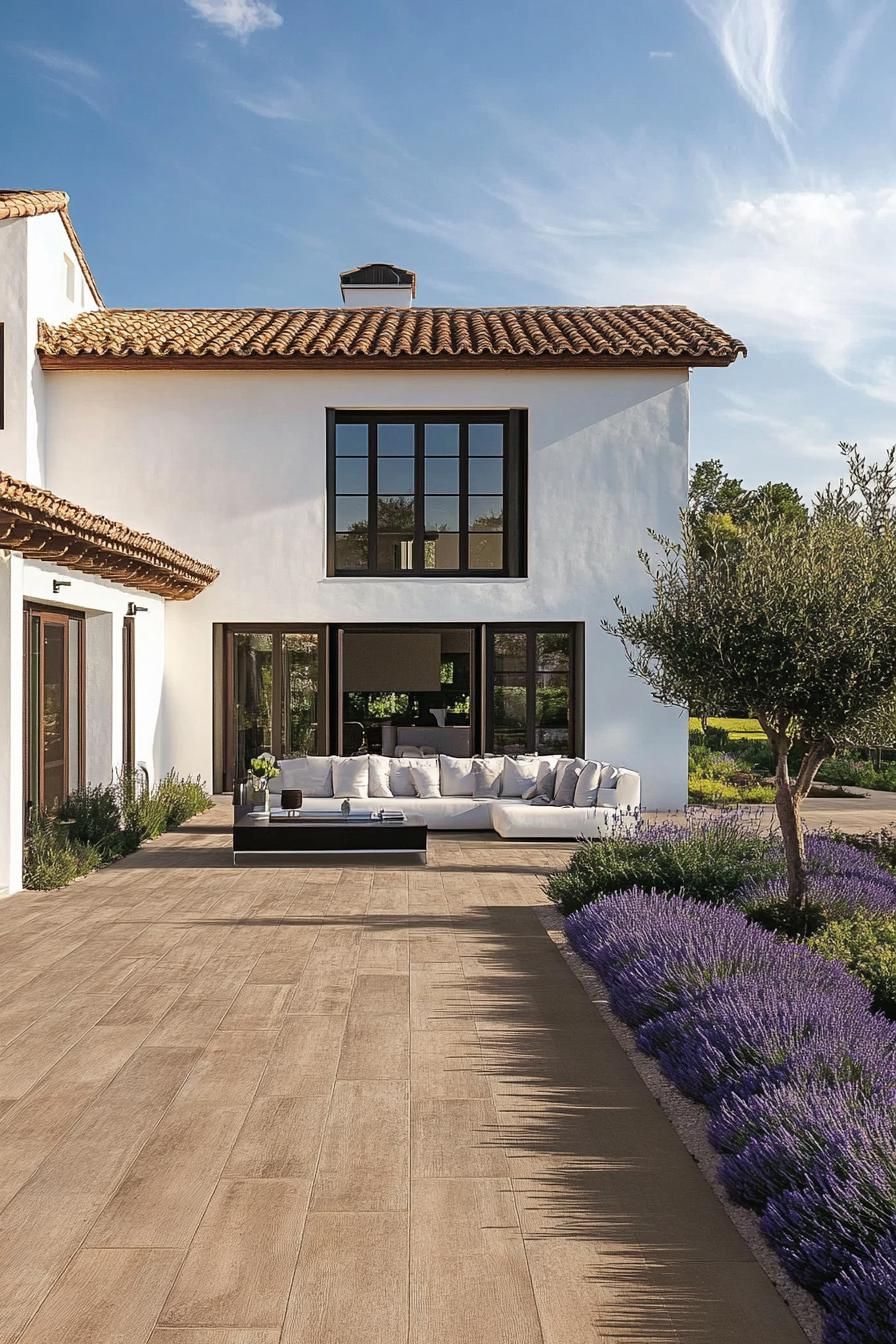 Modern Spanish villa with a courtyard and lavender