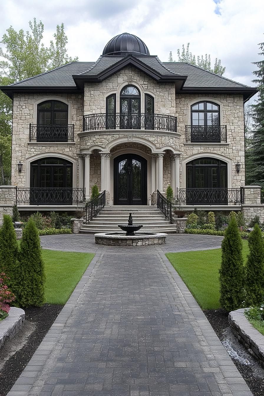 Timeless Neoclassical Elegance with Paved Pathway