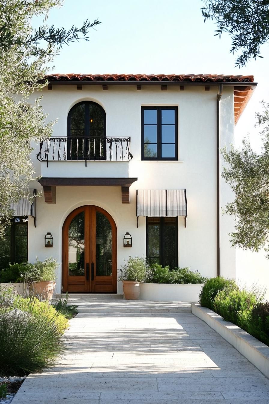 Elegant Mediterranean-style house with a charming pathway