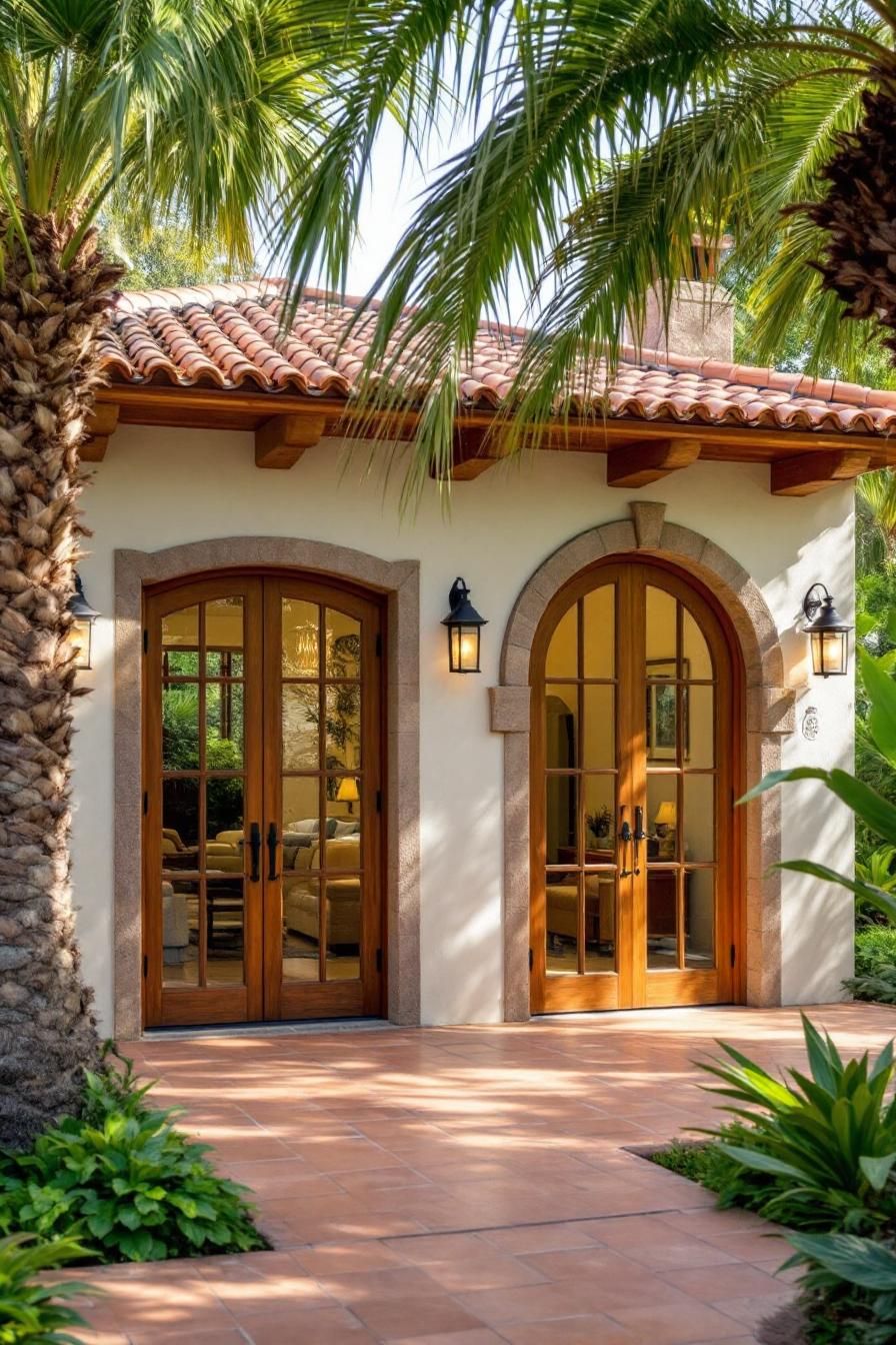 Charming Spanish bungalow with arched wooden doors