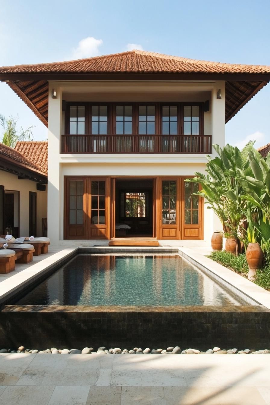 Luxurious Balinese villa with a pool in front