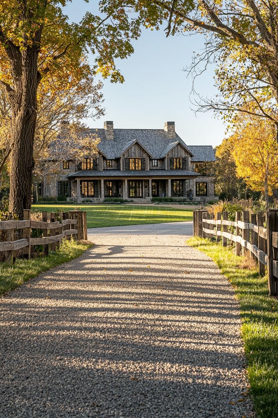 Charming estate with stone façade and covered porch