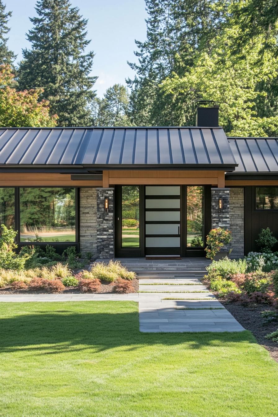 Chic ranch-style home with glass doors