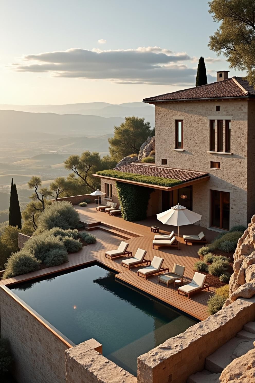 Luxurious stone villa overlooking the countryside