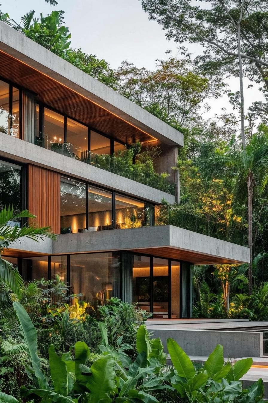 Contemporary house in a lush tropical setting