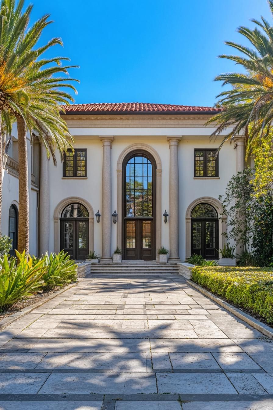 Palatial home entrance with columns