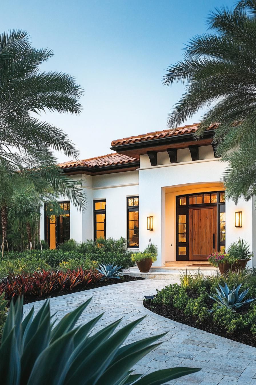 Stylish Spanish bungalow with palm trees