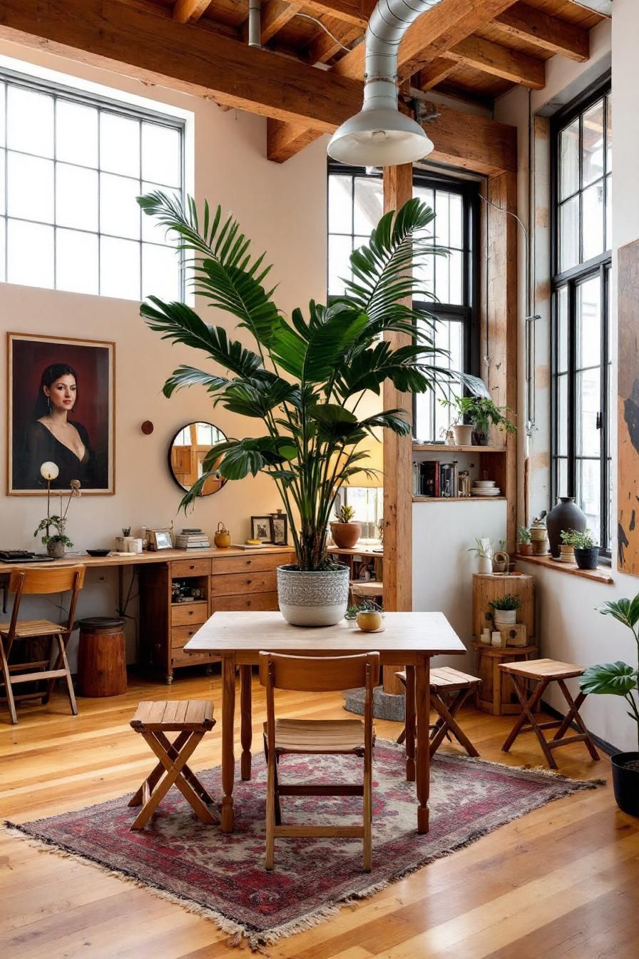 Lofty Lounge with Leafy Green Charm