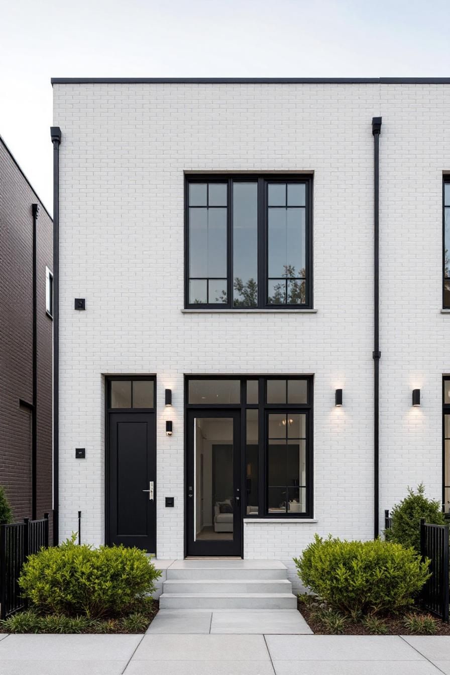 Modern townhome with white brick facade