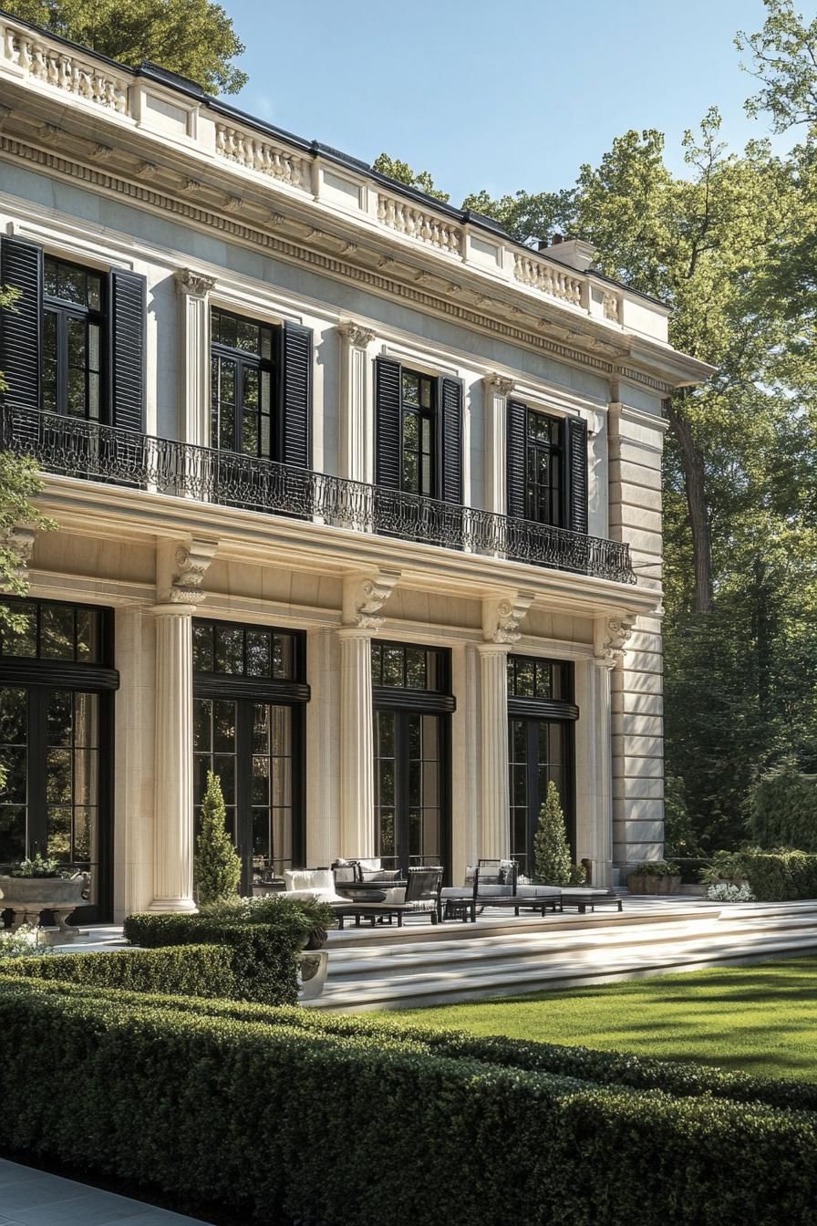 Grand mansion with a timeless facade and lush garden