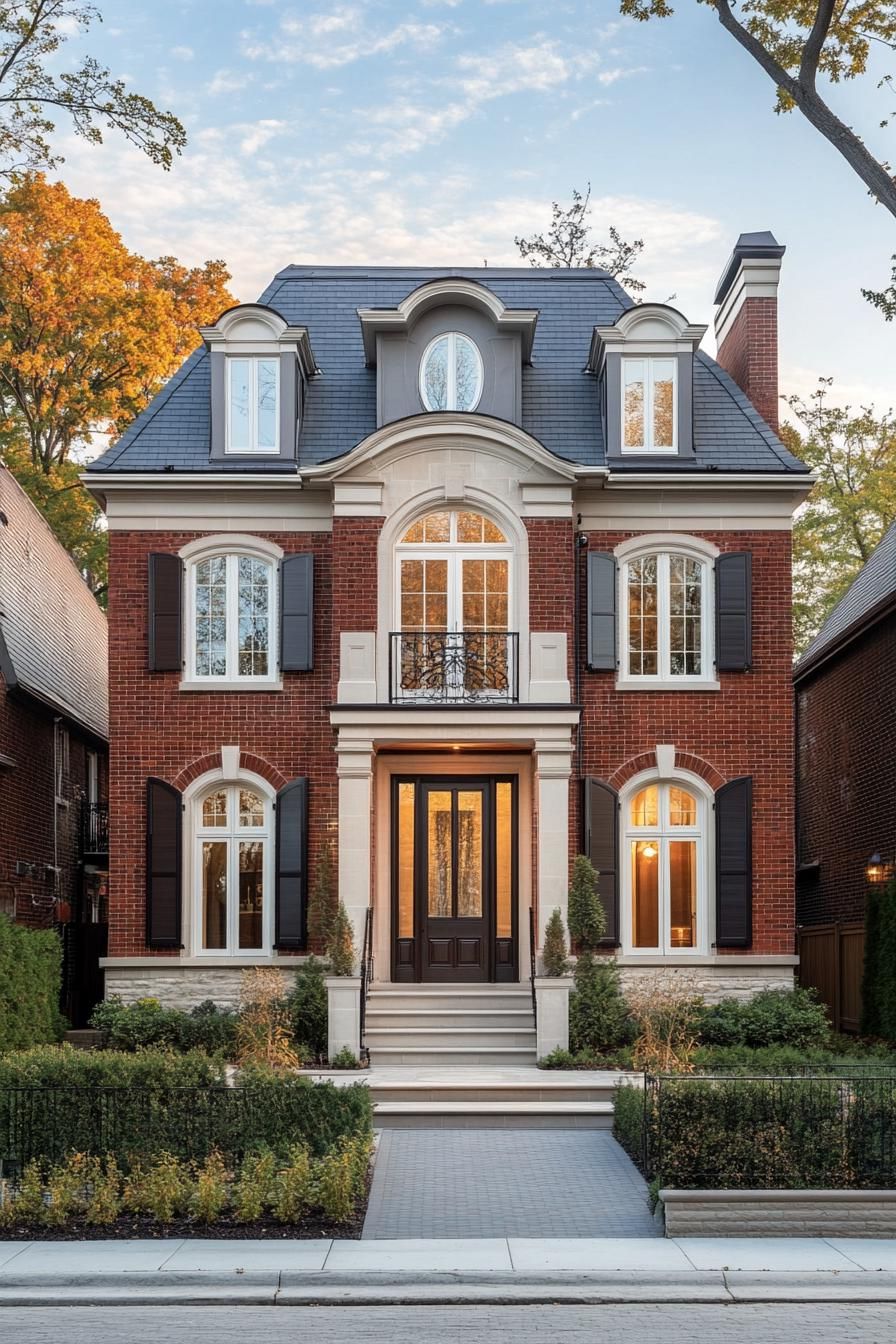 Georgian house with symmetrical design and lush garden