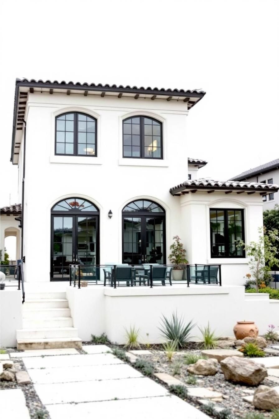 Contemporary Mediterranean home with patio