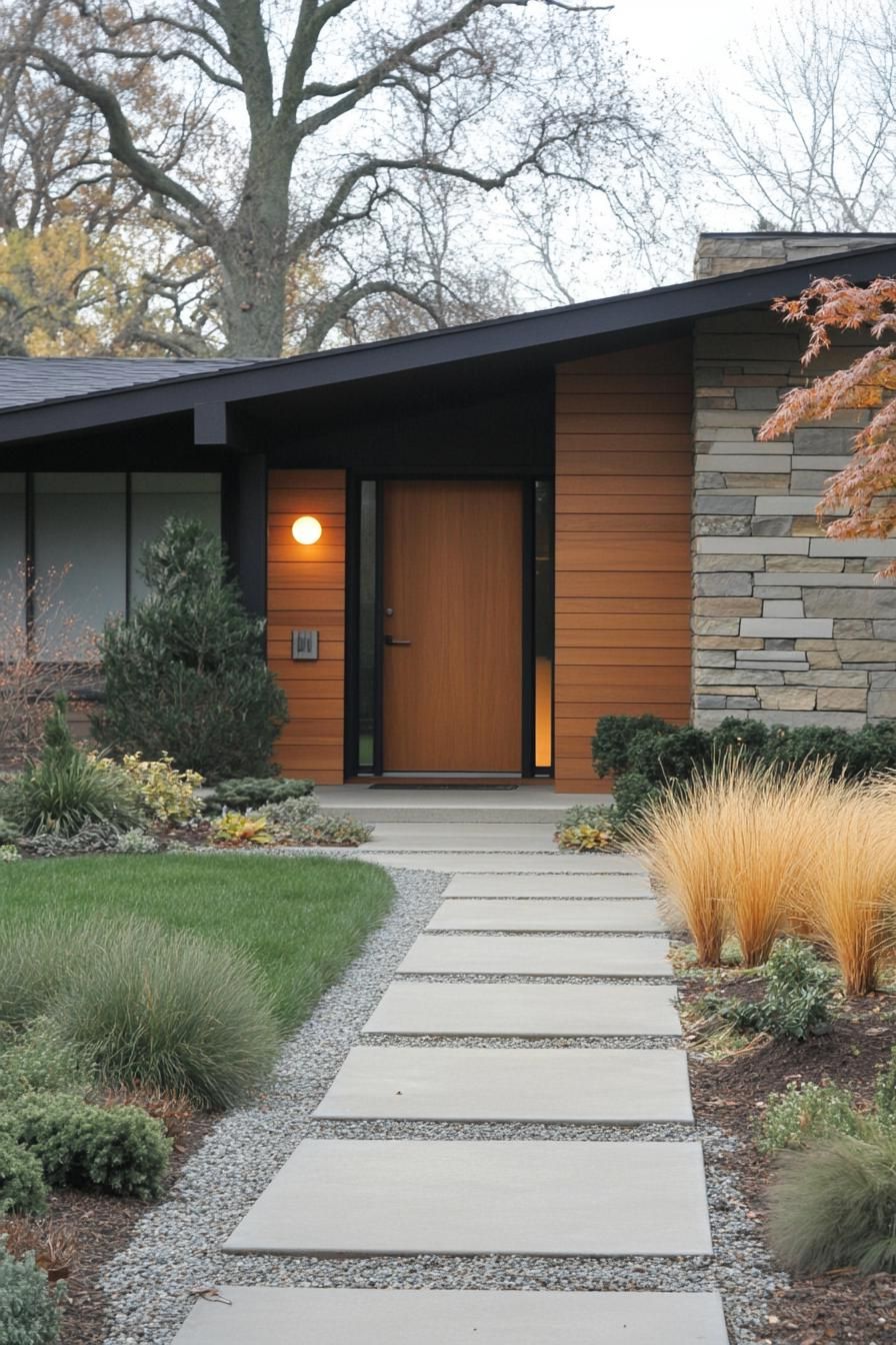 Contemporary house with wood and stone façade