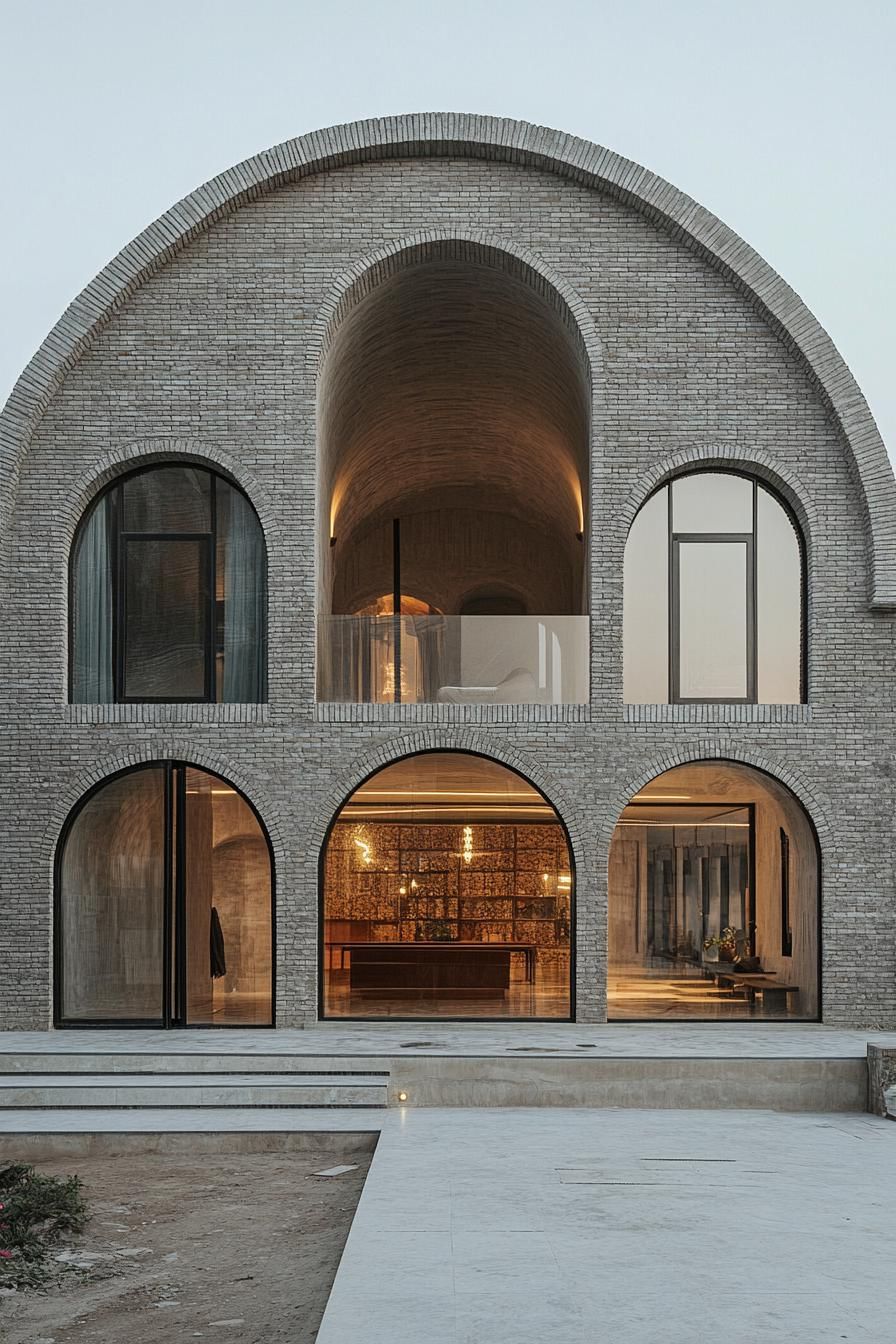 Stylish brick house with arched windows