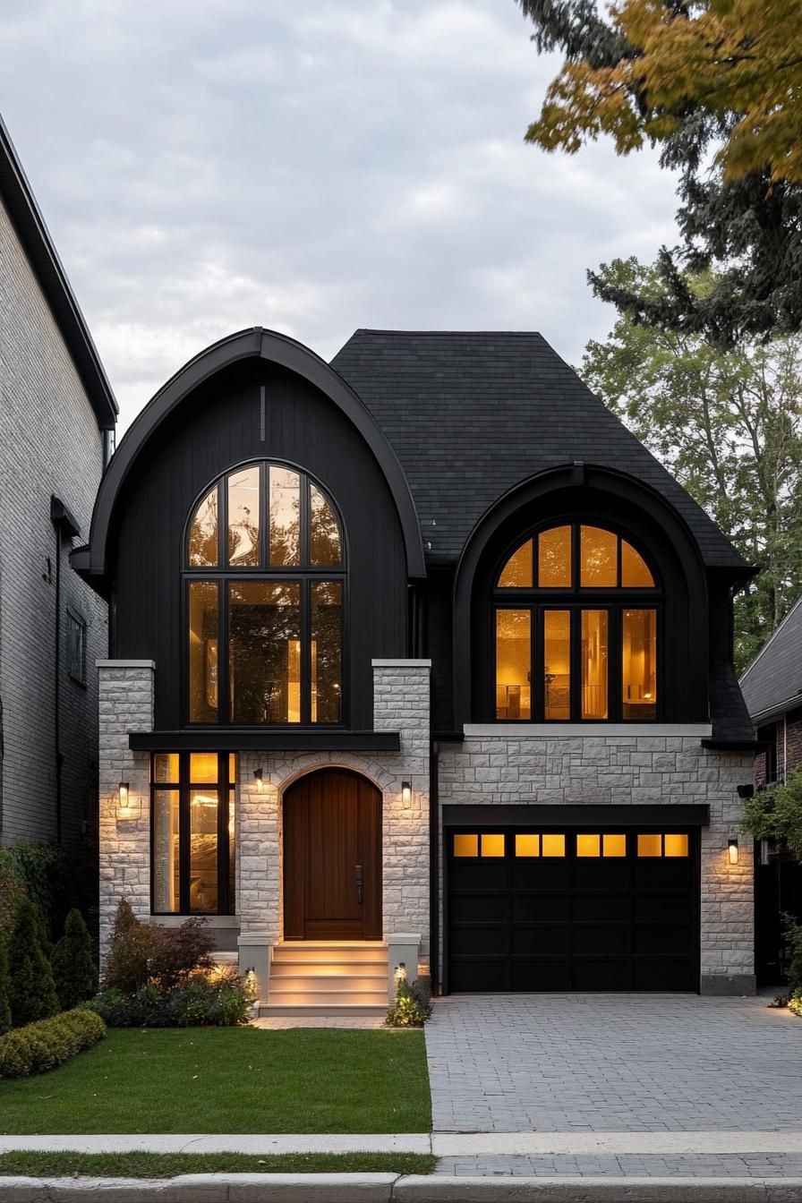 Modern Tudor House with Stone Facade