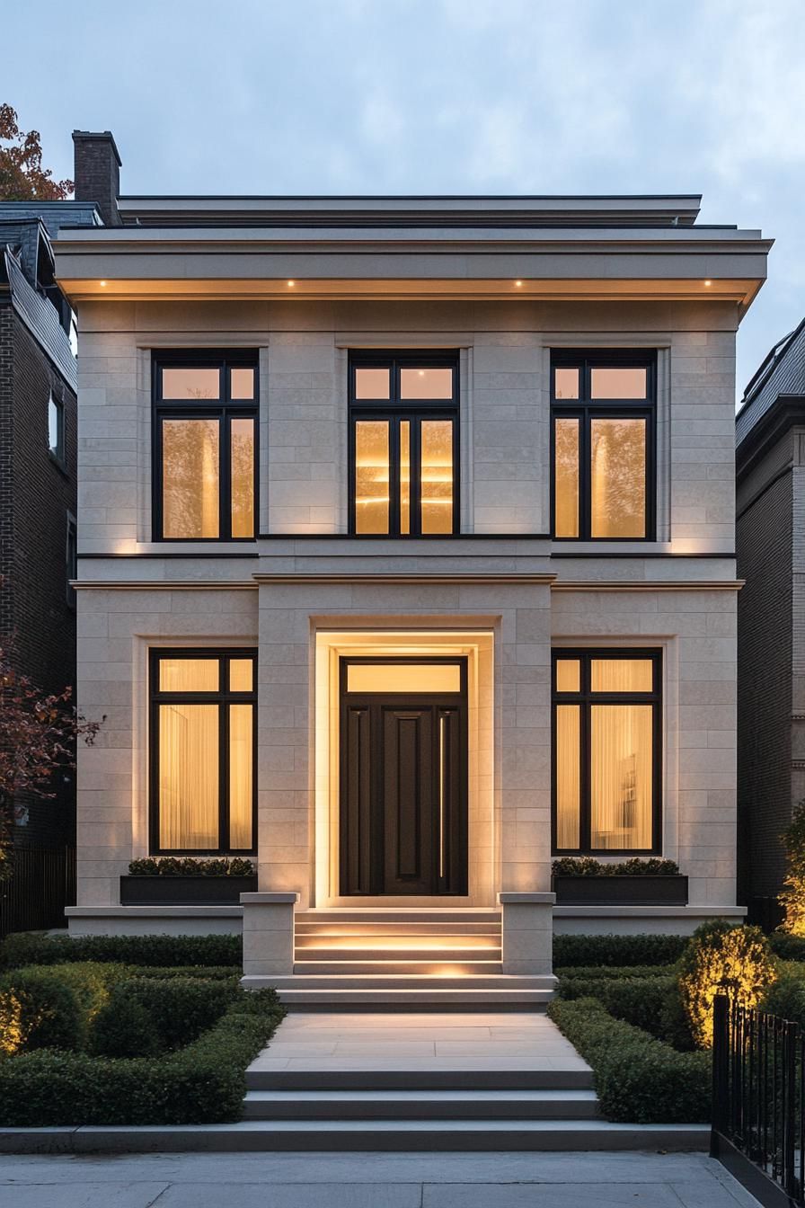 Modern Neoclassical Gem Amid Twilight
