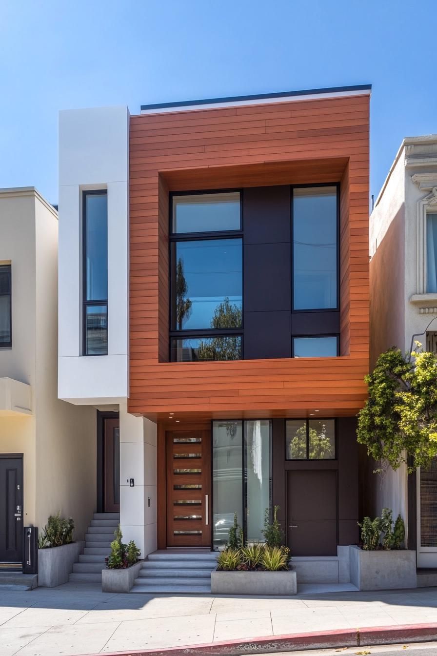 Sleek townhouse with contrasting panels