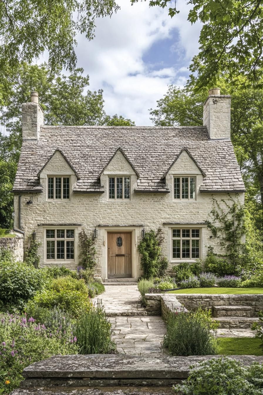 Charming stone cottage with lush garden