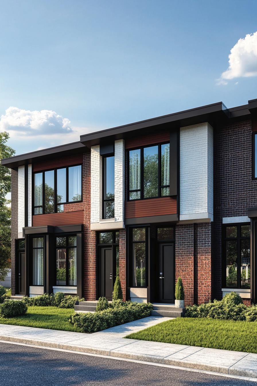 Townhouse with mixed brick facade and large windows