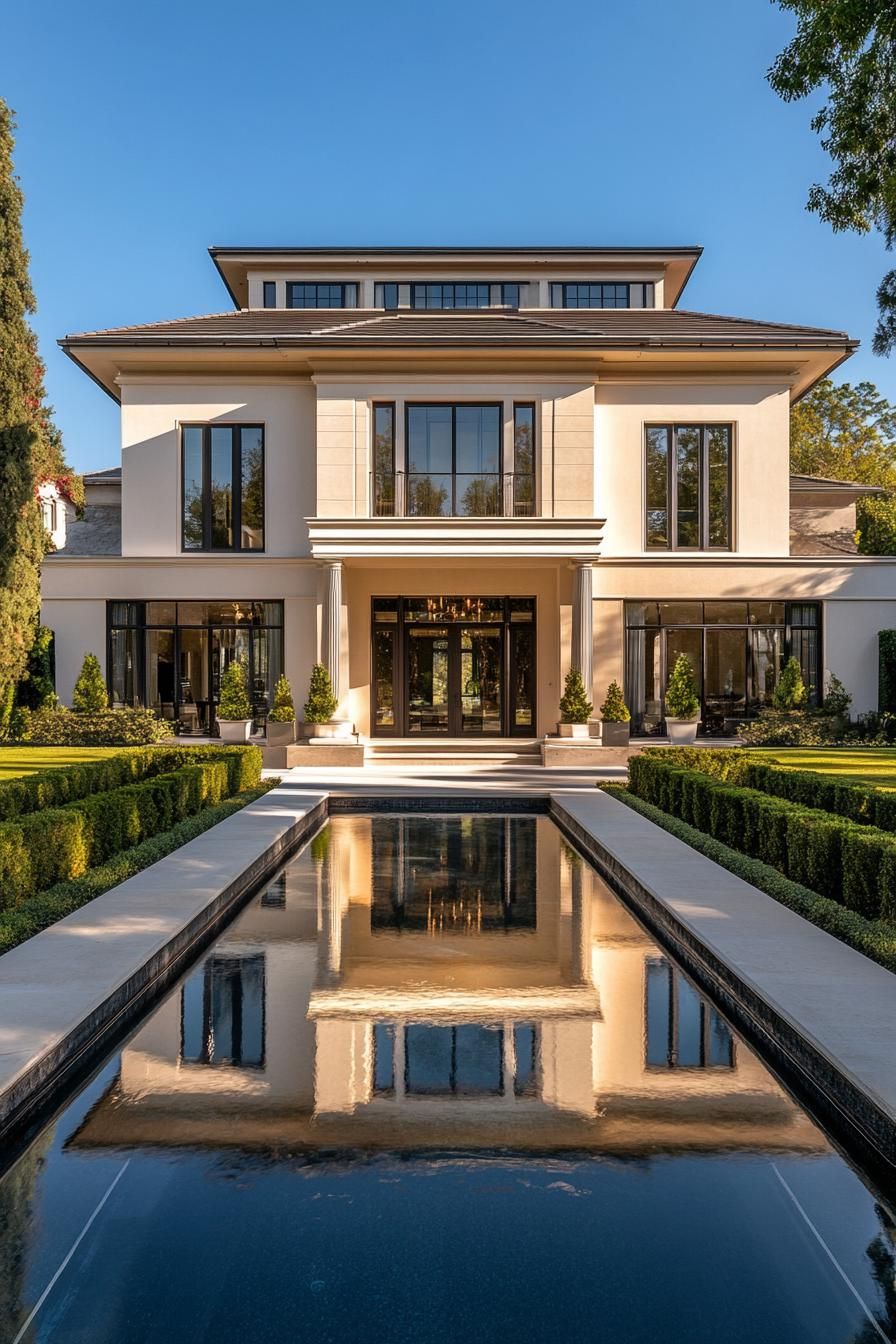 Sophisticated manor with tranquil reflecting pool