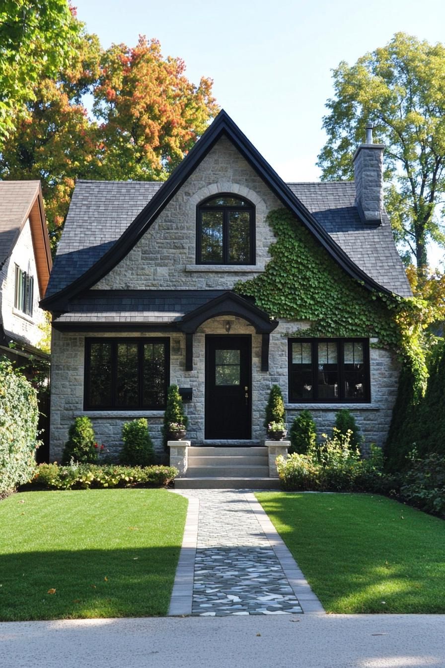 Charming stone house with ivy-covered facade