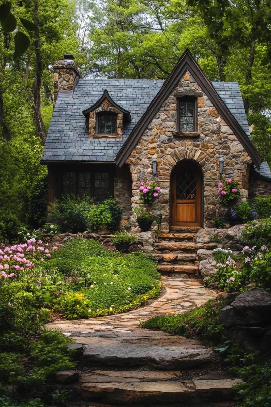 Charming stone cottage with lush garden