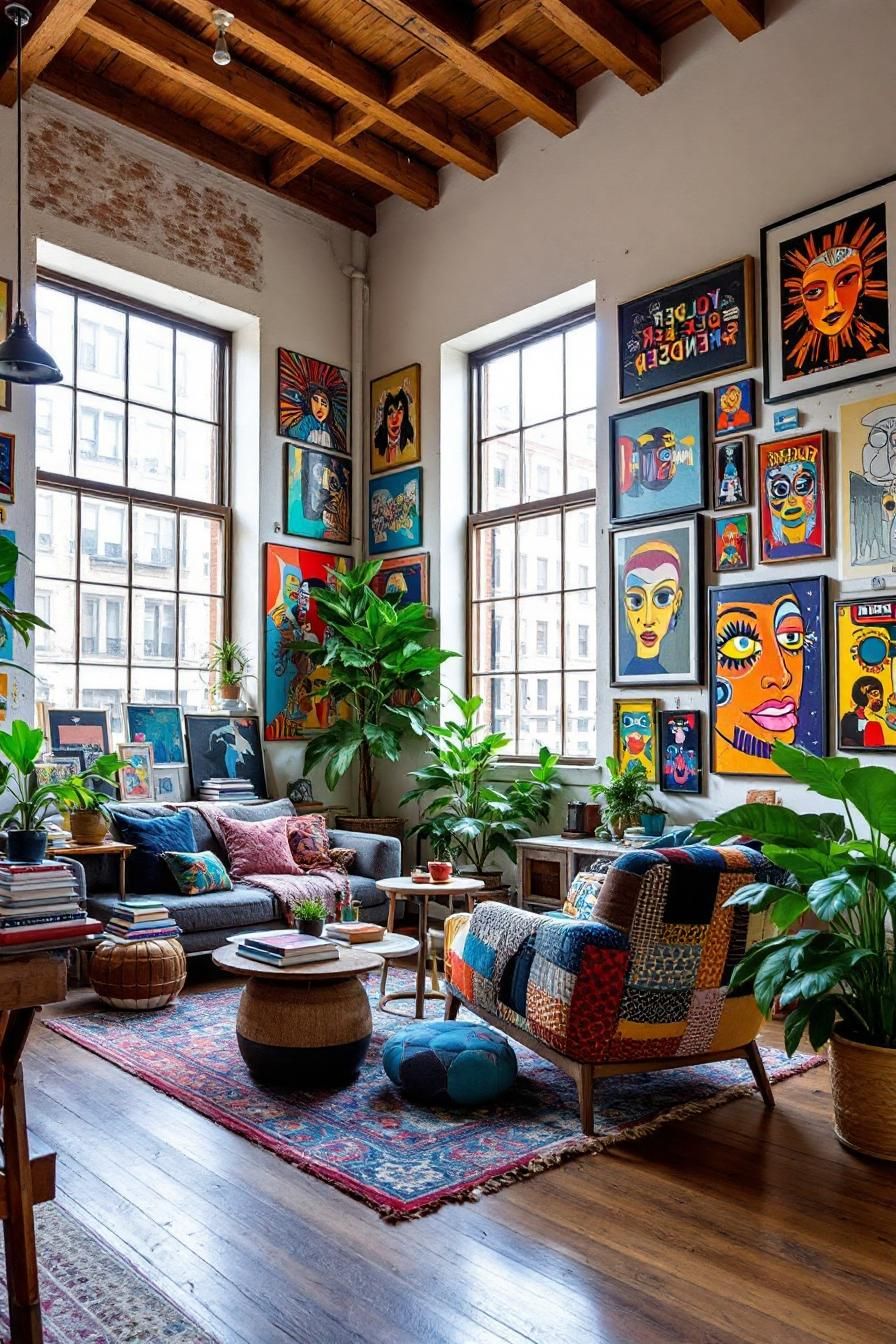 Artistry in a Sunlit Jungle Loft