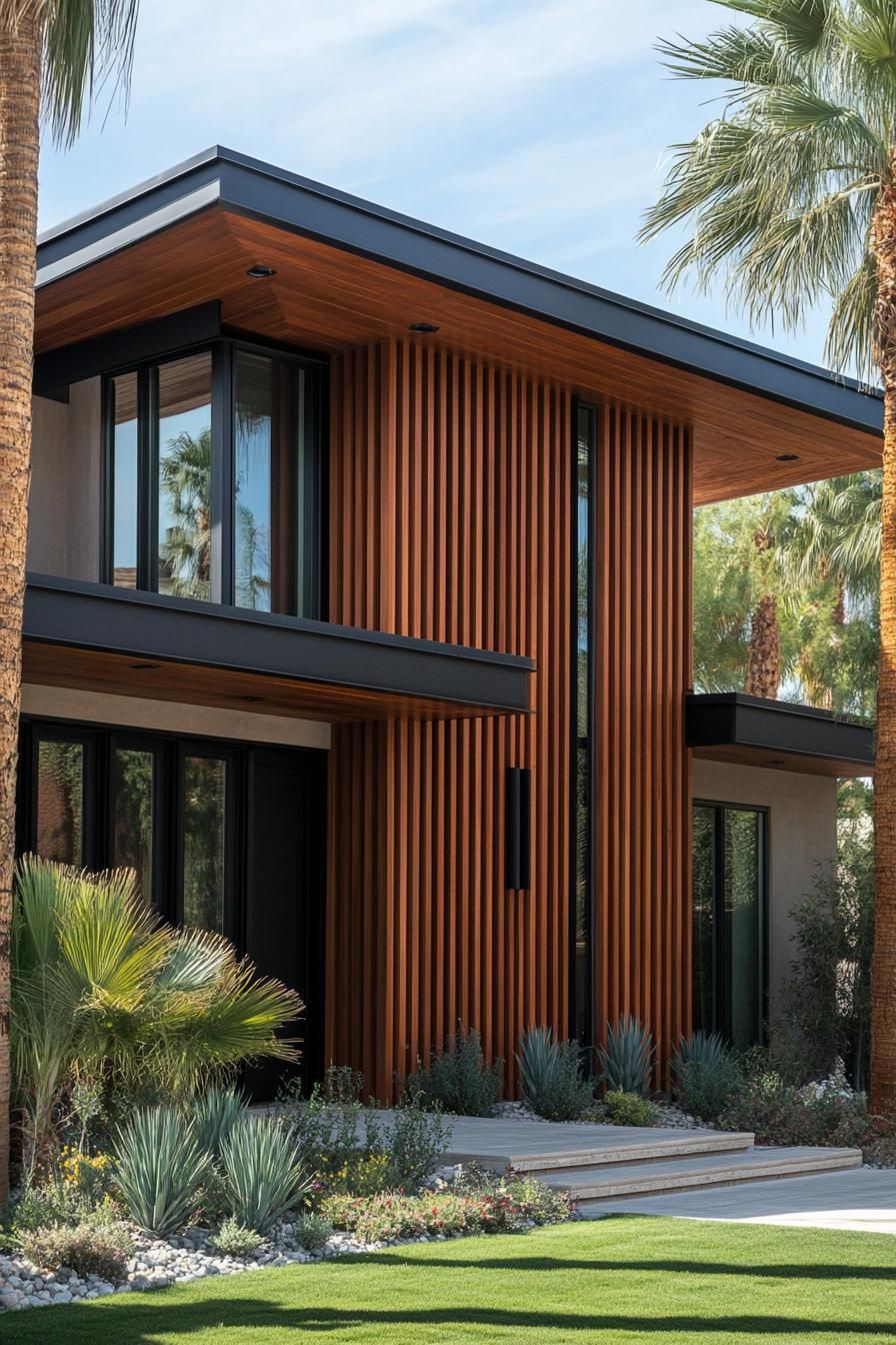 Modern wooden facade with sleek lines