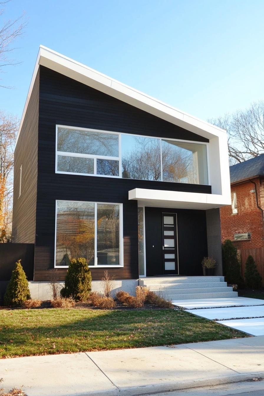 Modern house with a skillion roof and large windows