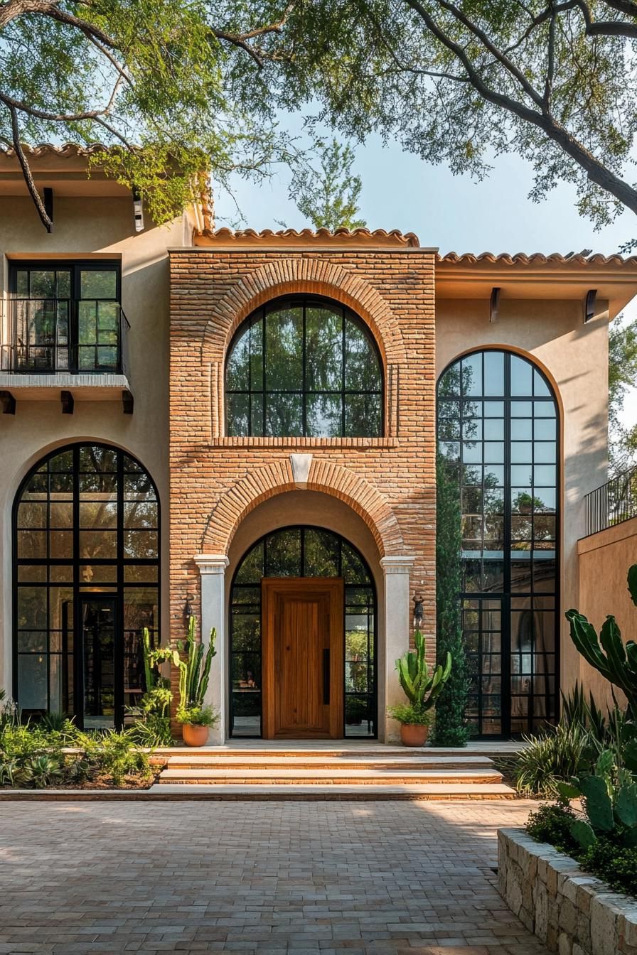 Stunning Mexican house with arched windows and brick facade