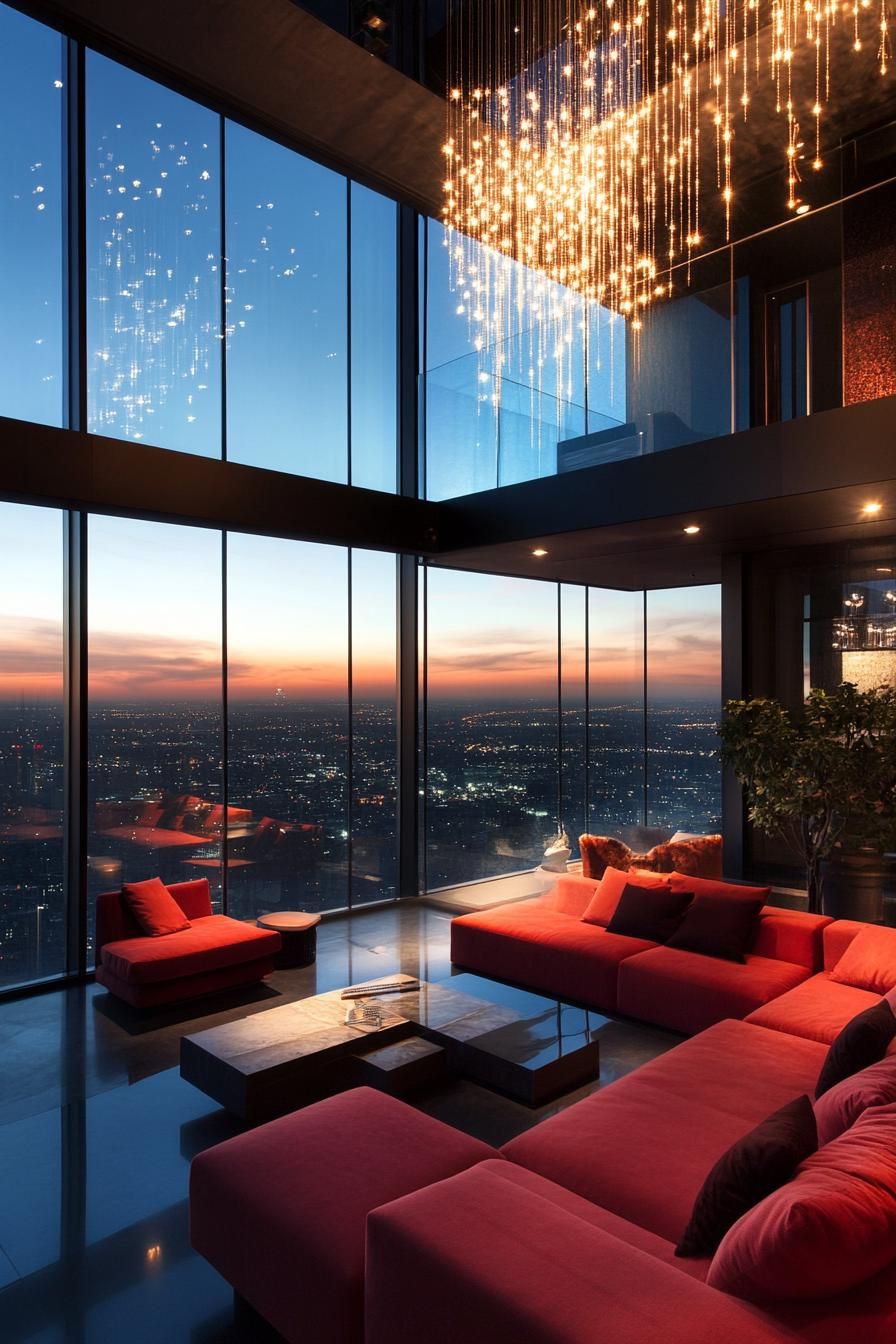 Luxurious penthouse with panoramic city view