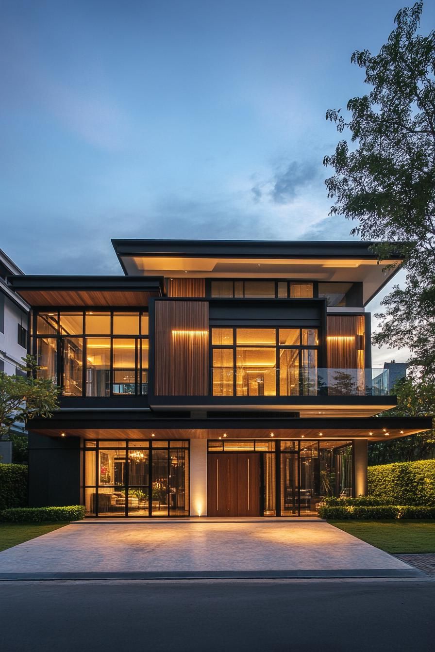 Modern Thai house with sleek design and large windows