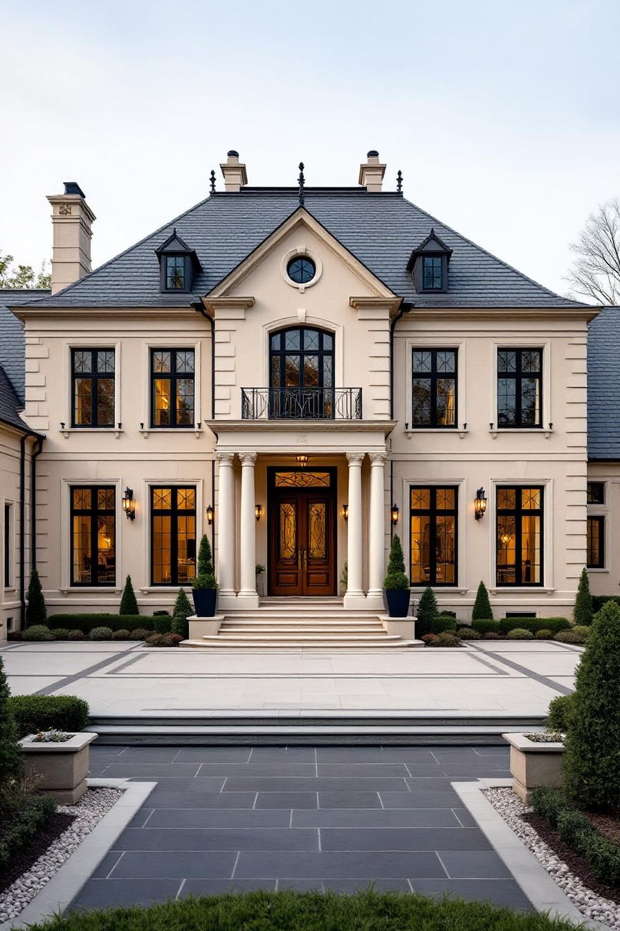 Luxurious home with a classic facade and elegant columns