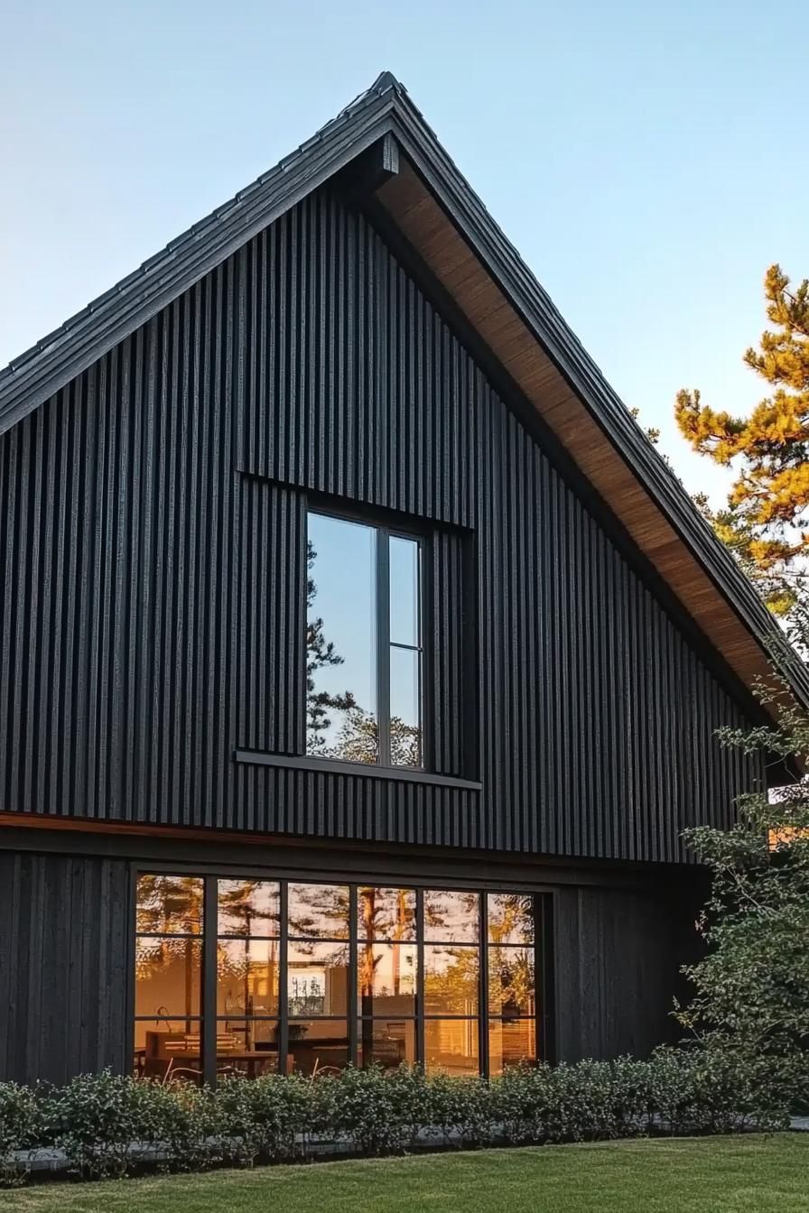 Modern barn house with dark timber and expansive windows