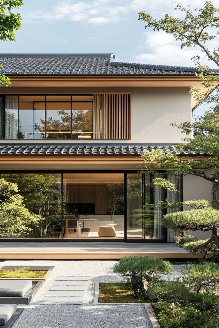 Modern Japanese home with minimalist design nestled in nature