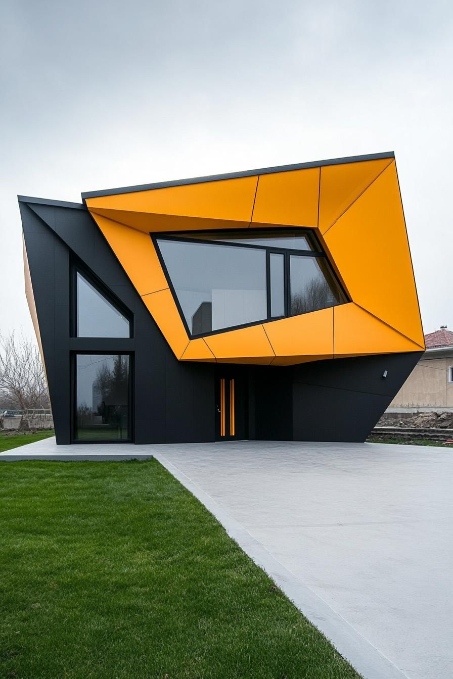 Bold geometric home with a striking yellow and black design