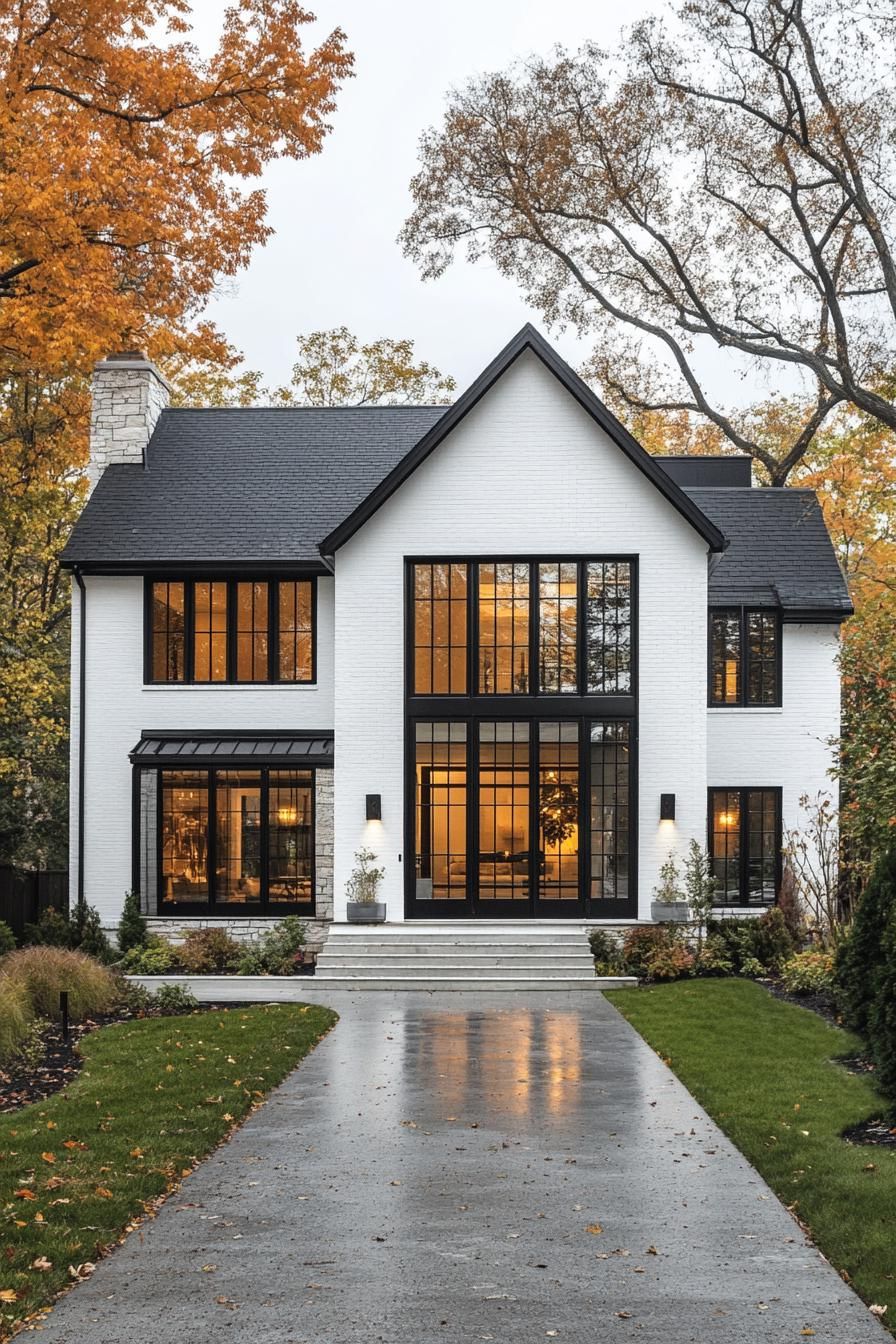 Sophisticated white house with black trim