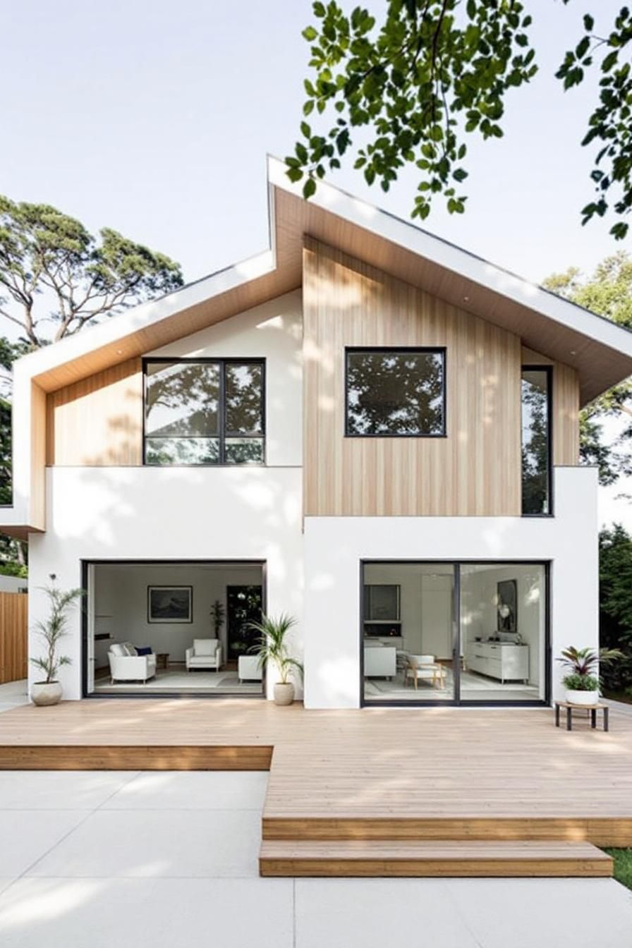 Contemporary home with skillion roof and deck