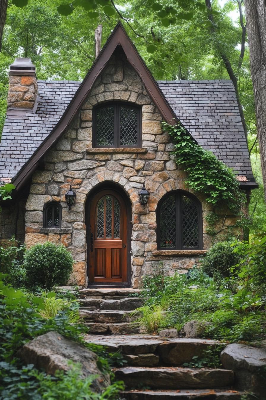 Stone Sanctuary with Ivy Embrace