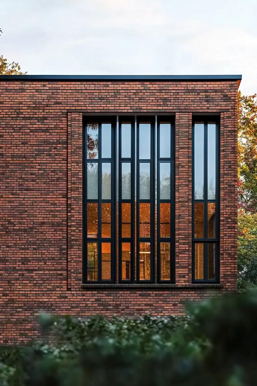 Contemporary brick house with tall windows