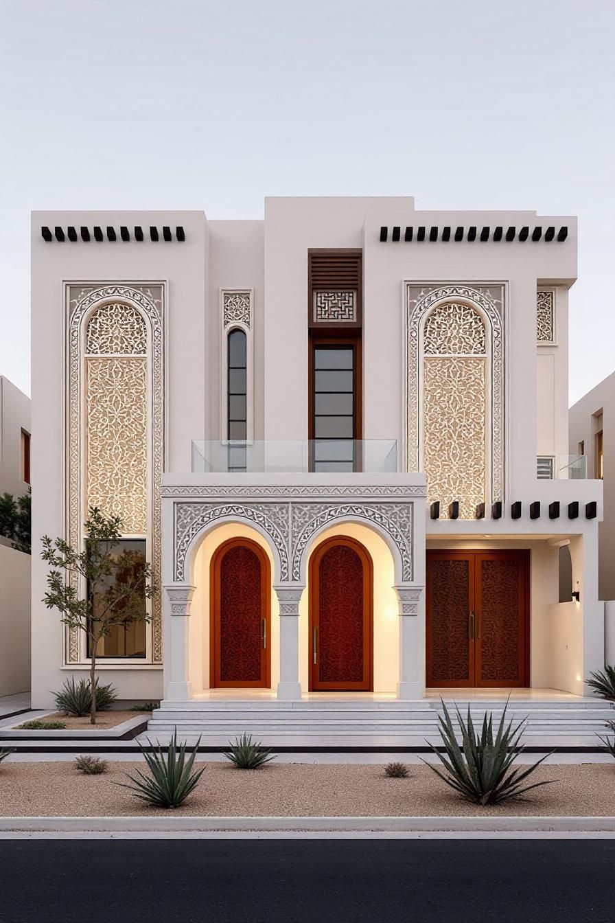 Elegant facade with intricate arch designs