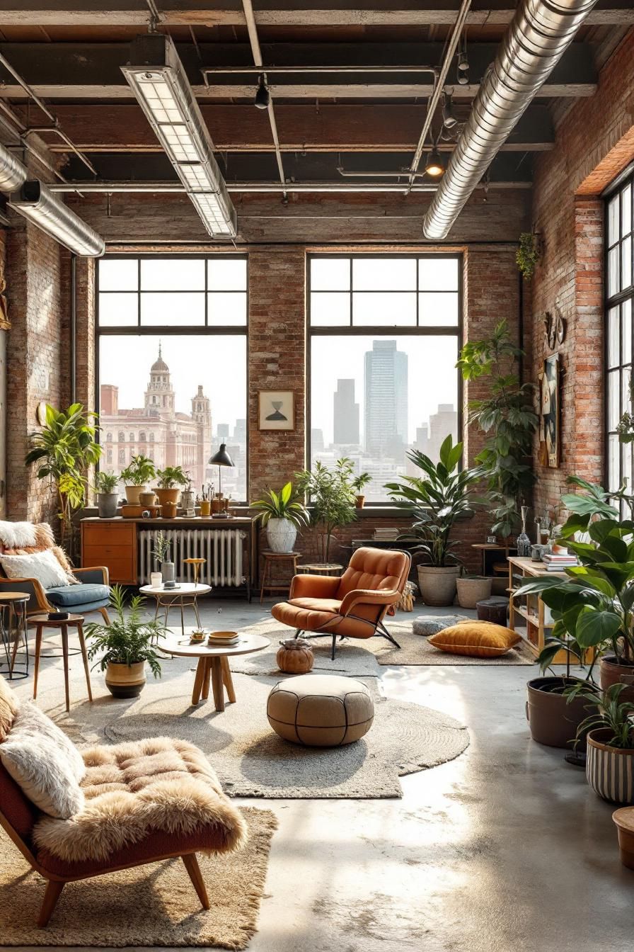 Sunlit Artist’s Lounge with a Skyline Backdrop