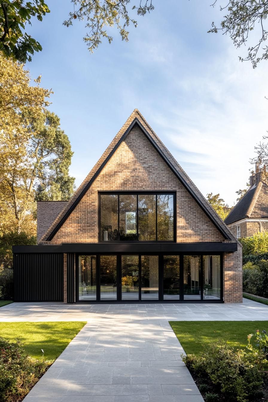 Modern house with a gable roof and large windows