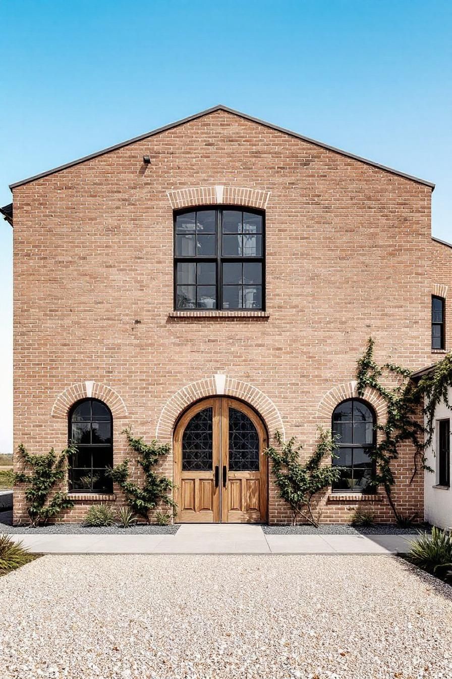 Quaint Brick Facade with Ivy Threads