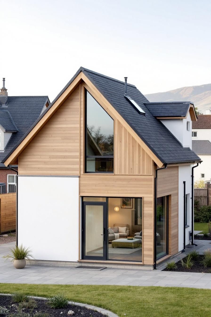 Modern A-Frame Village House with Large Windows