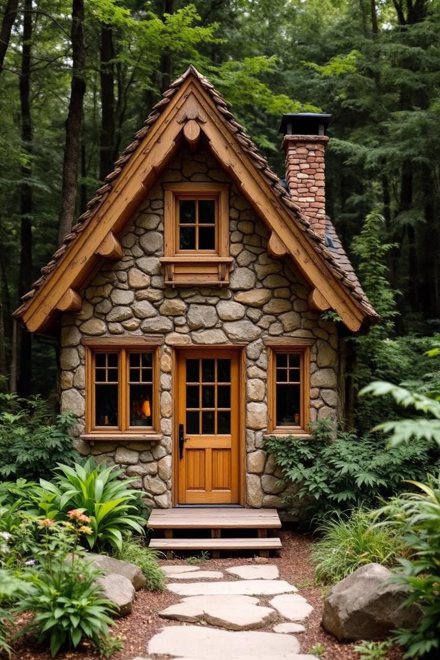Enchanted Stone Cabin in the Woods